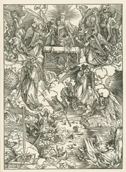 Las Siete Trompetas son entregadas a los Ángeles. El Apocalipsis de San Juan, c.1496-97 (xilografía)