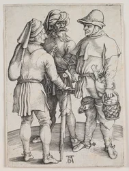 Tres campesinos conversando, c.1497 (grabado)