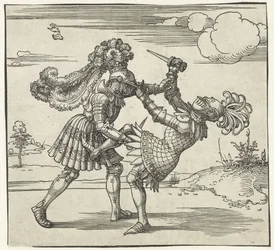Dos caballeros luchando