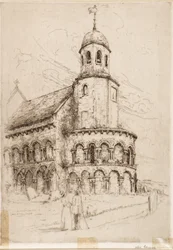 Iglesia de Leuchars (ábside normando) (grabado)