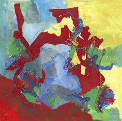 Collage abstracto y vibrante