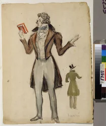 Redringote y pajarita. Proyecto de vestuario para la ópera "Eugene OneGuine"