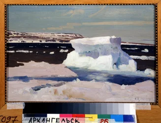 El mar de Kara, vista del archipiélago de Novaya Zemlya. Pintura de Alexander Alexeyevich Borisov (1866-1934). Óleo sobre lienzo, 33 x 50,5 cm