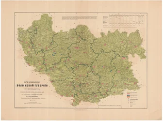 Mapa de la población de la Gobernación de Volhyn de las confesiones, 1864
