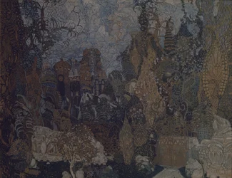 Diseño de escenario para el ballet El pájaro de fuego de I. Stravinsky, 1910