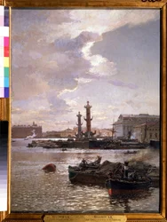 La Bolsa de Valores de San Petersburgo. Pintura de Alexander Karlovich Beggrov (1841-1914). Óleo sobre lienzo, 80 x 58 cm