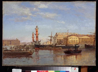 Vista de San Petersburgo desde el Neva. (Vista de San Petersburgo desde el Neva). Pintura de Alexander Karlovich Beggrov (1841-1914). Óleo sobre lienzo, 46 ​​x 65 cm
