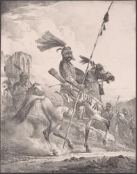 Kurdo en armadura militar a caballo, 1819