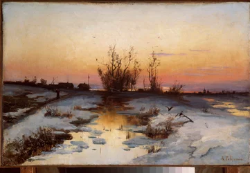 Tarde, aliso en flor - Pintura de Alexei Kondratyevich Savrasov (1830-1897), óleo sobre lienzo, hacia 1870 - Arte ruso