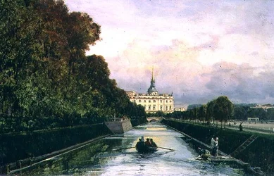 Vista del Canal Lebyazhyeva hacia el Palacio Mikhailovsky, San Petersburgo