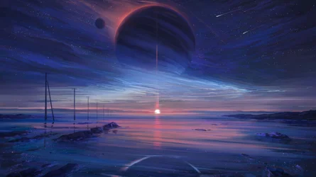 Puesta de sol en el océano cósmico