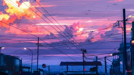 Una puesta de sol llena de vida en la ciudad