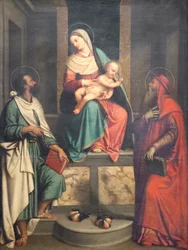 Virgen con el Niño y santos (óleo sobre lienzo)