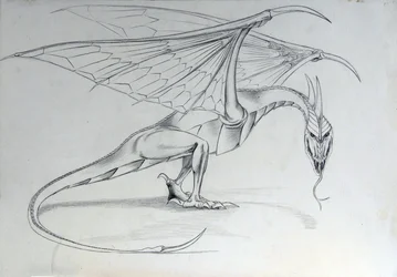 Criatura fantástica: Dragón. Boceto de Alessandro Lonati