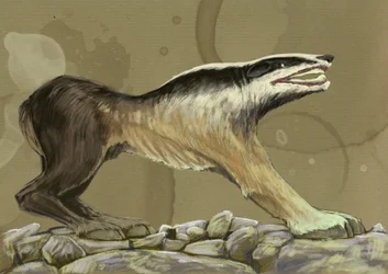 Monstruos y criaturas fantásticas, criptozoología: representación de un crocotte (o leucrotta, corocotta, crocuta, yena) perro-lobo mítico de la India o Etiopía (crocotta (o corocotta, crocuta, leucrocotta, o yena), es un perro-lobo mítico de la India o Et
