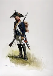 Primer Imperio (1804-1814 y 1815): soldado artillero del gran ejército napoleónico francés. Dibujo de Alessandro Lonati