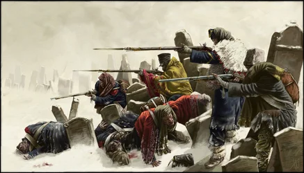 Retirada francesa en Rusia, en un cementerio, invierno 1812, 2024