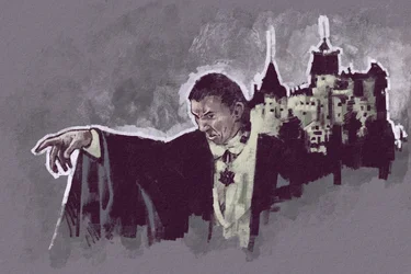 Retrato del actor húngaro Bela Lugosi como Conde Drácula (ilustración)