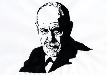 Retrato de Sigmund Freud (1856-1939), psiquiatra austriaco (Retrato de Sigmund Freud neurólogo austriaco y padre del psicoanálisis) - Ilustración de Alessandro Lonati