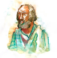 Representación del poeta griego Homero (siglo VIII a.C.) (Retrato del poeta griego Homero)