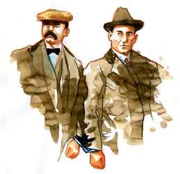 Asunto Sacco y Vanzetti: retrato de los anarquistas italianos Bartolomeo Vanzetti (izquierda) y Nicola Zacco - (Retrato de los anarquistas italianos Bartolomeo Vanzetti (izquierda) y Nicola Sacco)