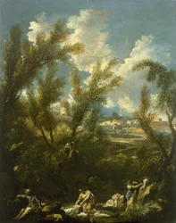 Paisaje con lavandera