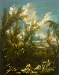 Paisaje con lavandera