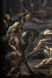 Llegada e interrogatorio de los galeotes en la prisión de Génova