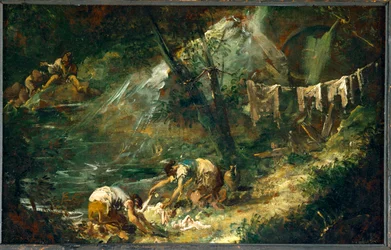 Lavanderas. (pintura sobre lienzo)