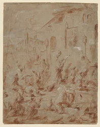 Worshippers at a Street Shrine