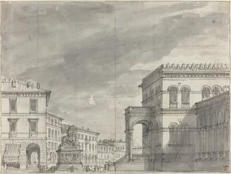 Plaza con un Monumento Ecuestre y un Palacio