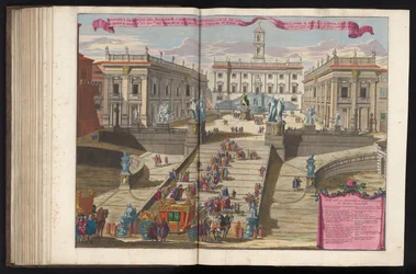 Trampa cerca de la Piazza del Campidoglio te Rome Dibujo y alzado del Campidoglio romano moderno (...) (título sobre objeto)