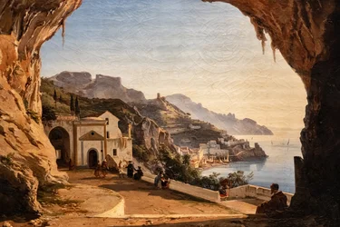 La cueva de los Capichinos en Amalfi, c.1850 (óleo sobre lienzo)