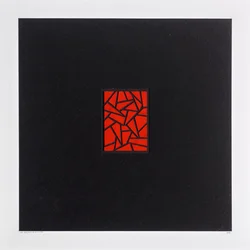 Red Bits on Black, 2021 (esmalte sobre cartulina)
