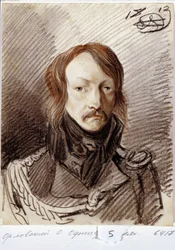 Retrato de Alexei Pavlovich Lanskoy (1789-1855). (Retrato de A.P. Lanskoy). Obra de Alexander Osipovich Orlowsky (1777-1832), lápiz y tiza roja sobre papel
