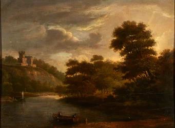 Paisaje fluvial (óleo sobre tabla)