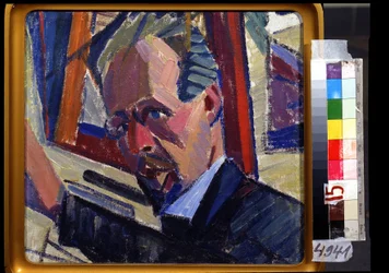 Auto retrato. Pintura de Alexander Konstantinovich Bogomazov (1880-1930). Óleo sobre lienzo, 30,5 x 33 cm