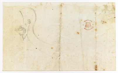 Un boceto, posiblemente de parte de una canoa, de 