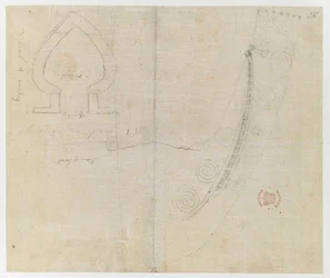 Detalles esbozados de un barco, de 