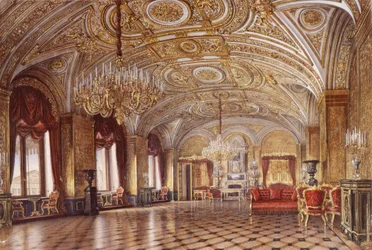 Interiores del Palacio de Invierno. El salón dorado, mediados del siglo XIX