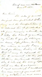 Carta firmada A.E. Steen, campamento cerca de Van Buren, a su prima Sra. Mary Walker, Van Buren, Ark., 1 de diciembre de 1862