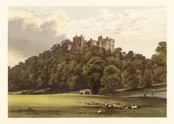 Castillo de Dunster, Somersetshire, Inglaterra. ,1880 (grabado)