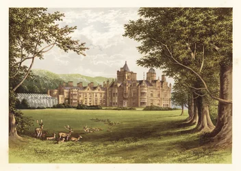 Holker Hall, Lancashire, Inglaterra. ,1880 (grabado)