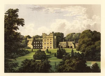 Hutton Hall, Cumbria, Inglaterra. ,1880 (grabado)