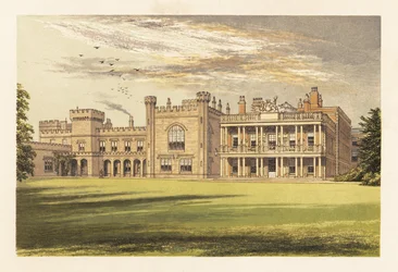Knowsley Hall, Lancashire, Inglaterra. ,1880 (grabado)