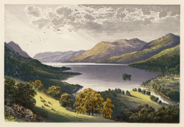 Paisajes de lagos escoceses: Loch Earn (litografía en color)