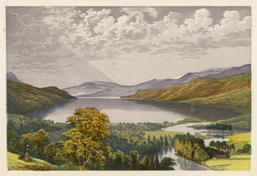 Paisajes de lagos escoceses: Loch Tay (litografía en color)