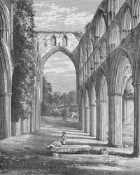 Coro, mirando al norte, Abadía de Rievaulx, c. 1880
