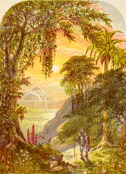 Cristiano y Esperanzado en la tierra de Beulah, de El progreso del peregrino de John Bunyan, publicado c.1880