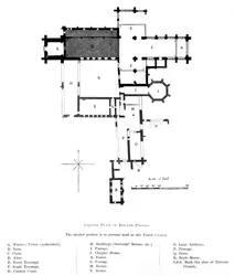 Plano del suelo de Bolton Priory, 1897